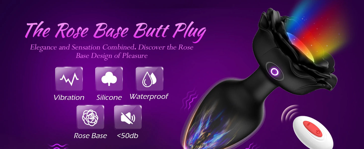 LED Vibrating Rose Anal Plug