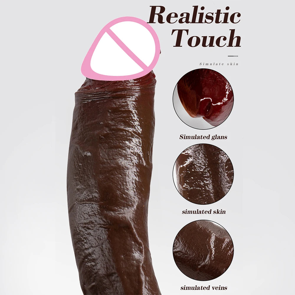 Realistic Long Black Dildo with Suction Cup