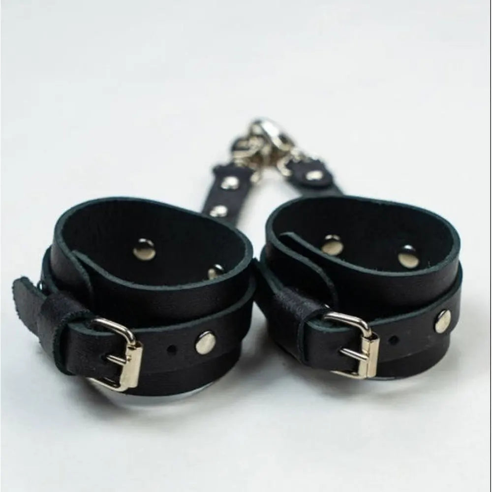 Leather Thigh Garter & Handcuff Set – Fetish Lingerie with Bondage Straps