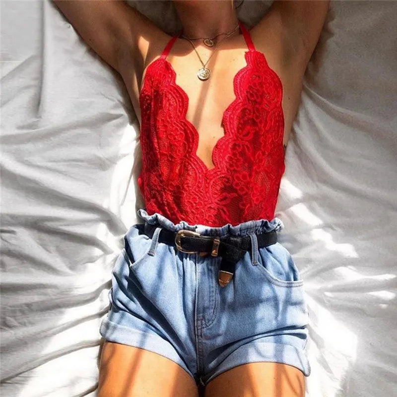 Lace Fishnet One-Piece Lingerie Set