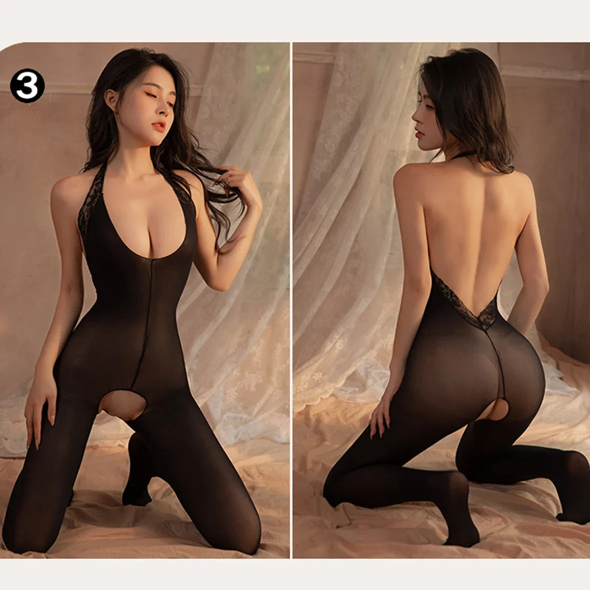 High Waist Open Crotch Fishnet Stockings