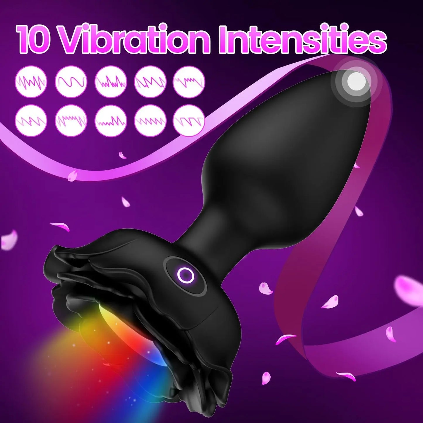 LED Vibrating Rose Anal Plug