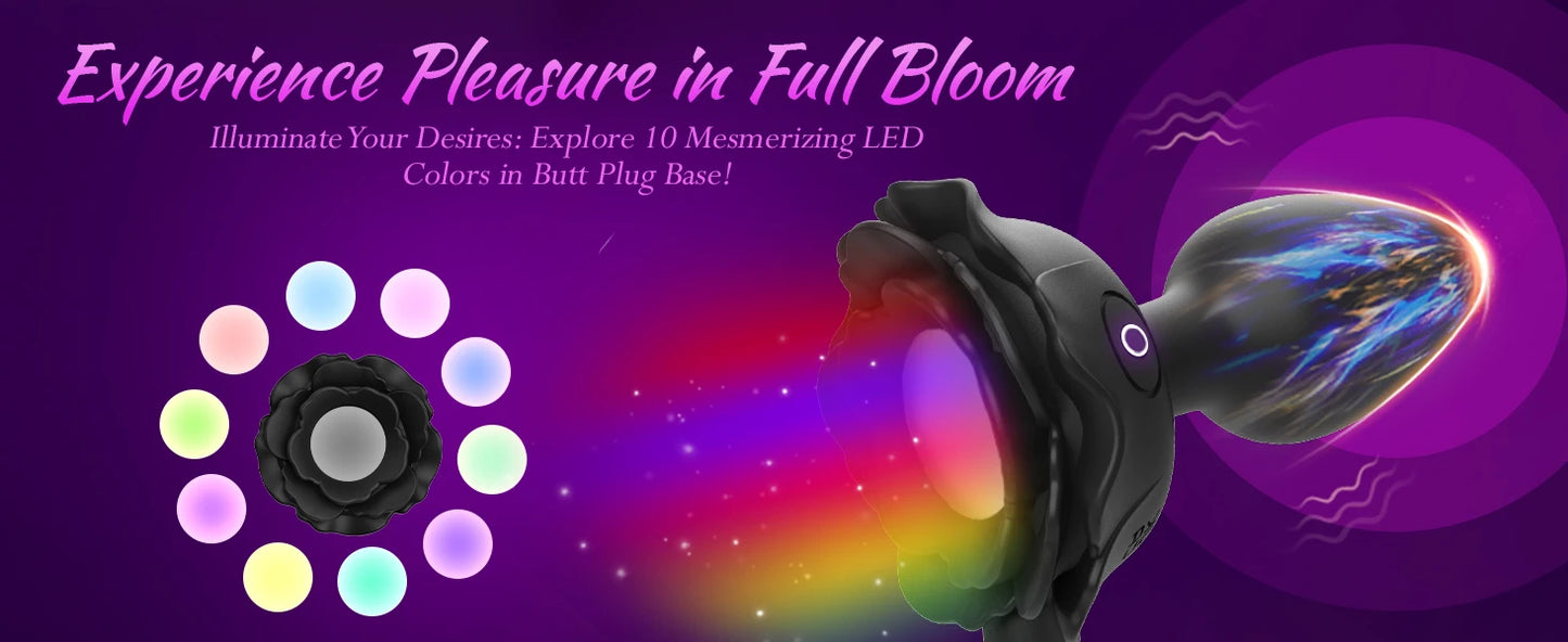 LED Vibrating Rose Anal Plug