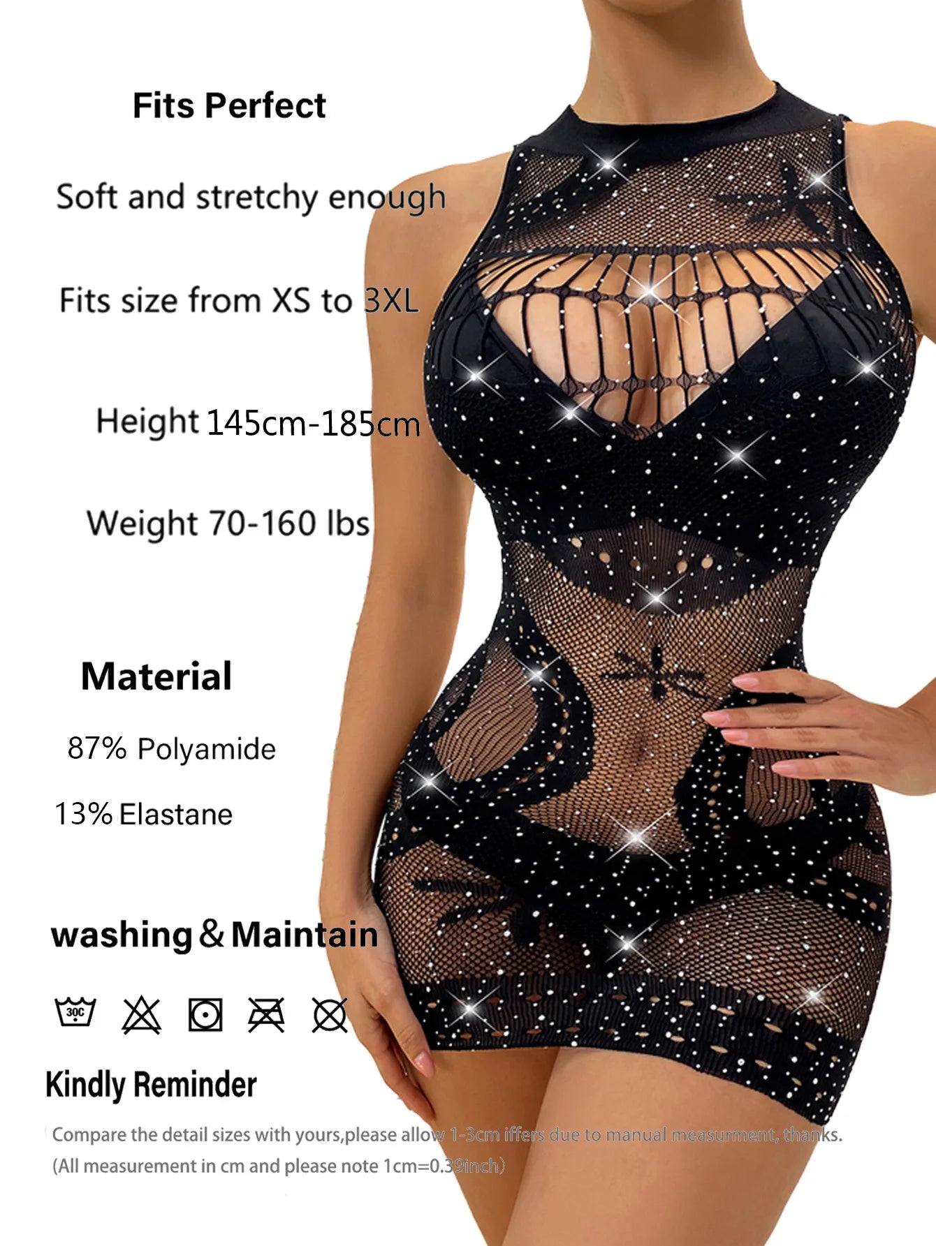 Rhinestone Fishnet Bodysuit