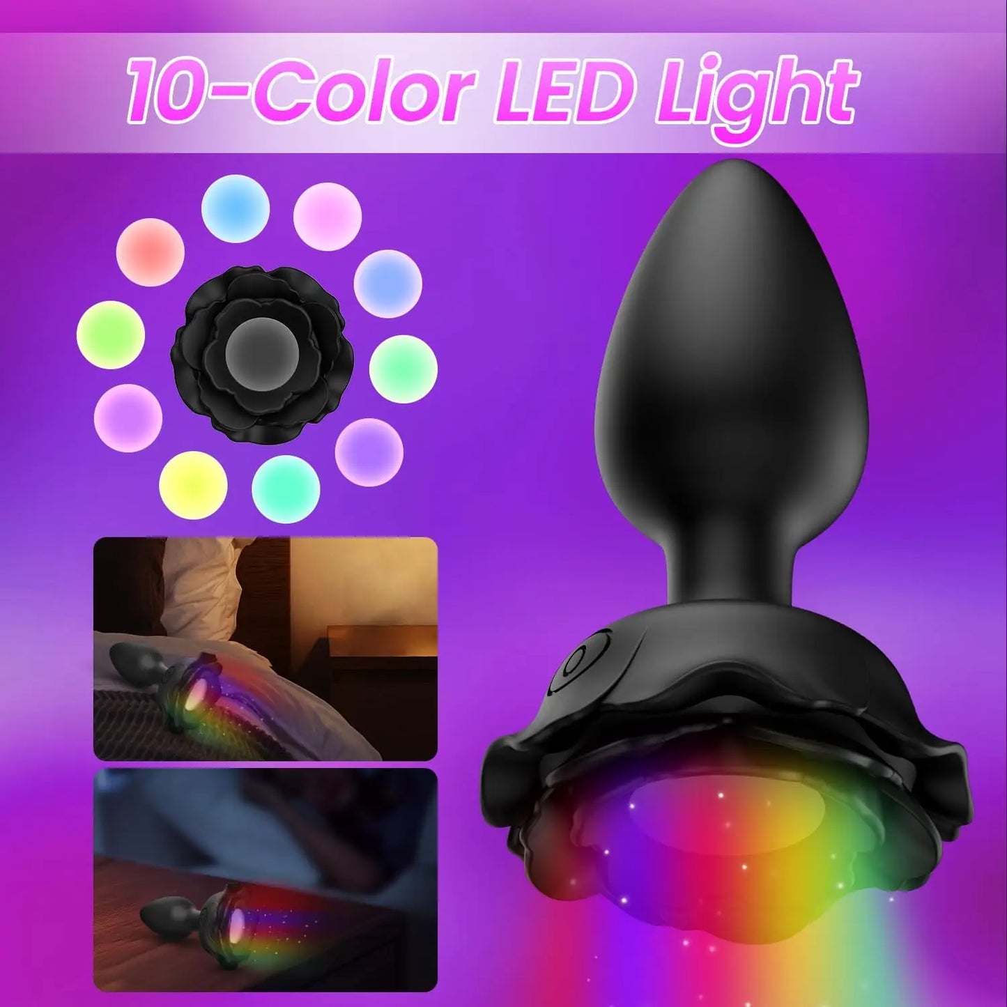 LED Vibrating Rose Anal Plug