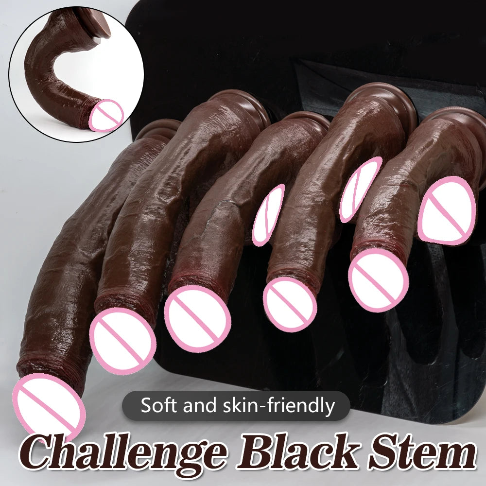 Realistic Long Black Dildo with Suction Cup