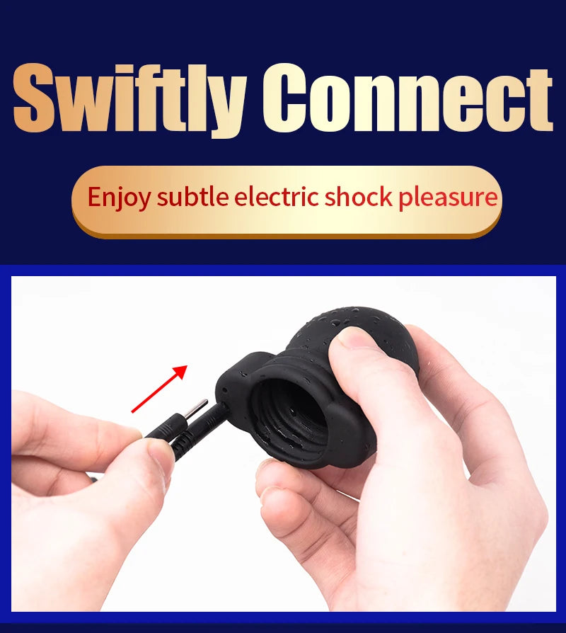 Electric Shock Glans Trainer Massage Cup Penis Stimulator Cock Rings Scrotum Bound Sleeves Male Chasity Cock Cage Bdsm Sex Toys