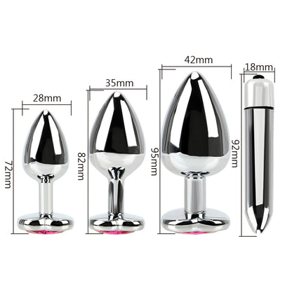 Vibrating Stainless Steel Anal Plug Set