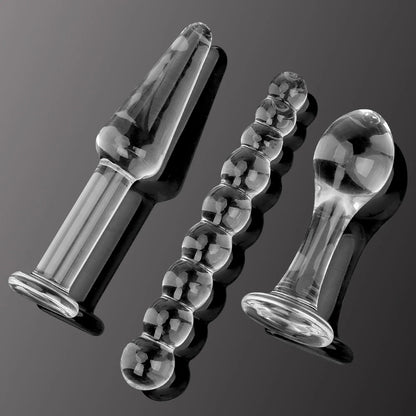 3-Piece Glass Anal Plug Set