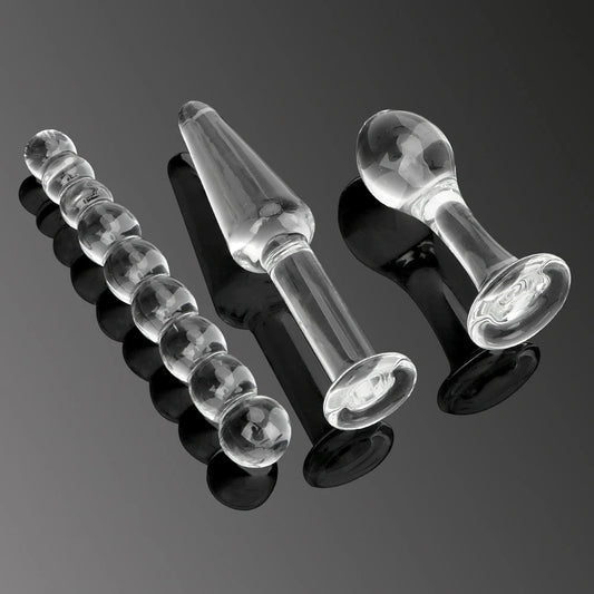 3-Piece Glass Anal Plug Set