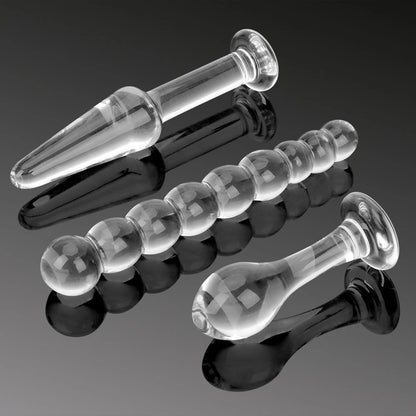 3-Piece Glass Anal Plug Set