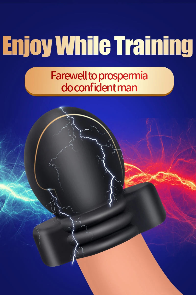 Electric Shock Glans Trainer Massage Cup Penis Stimulator Cock Rings Scrotum Bound Sleeves Male Chasity Cock Cage Bdsm Sex Toys