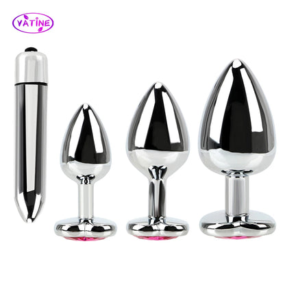 Vibrating Stainless Steel Anal Plug Set