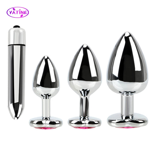 Vibrating Stainless Steel Anal Plug Set