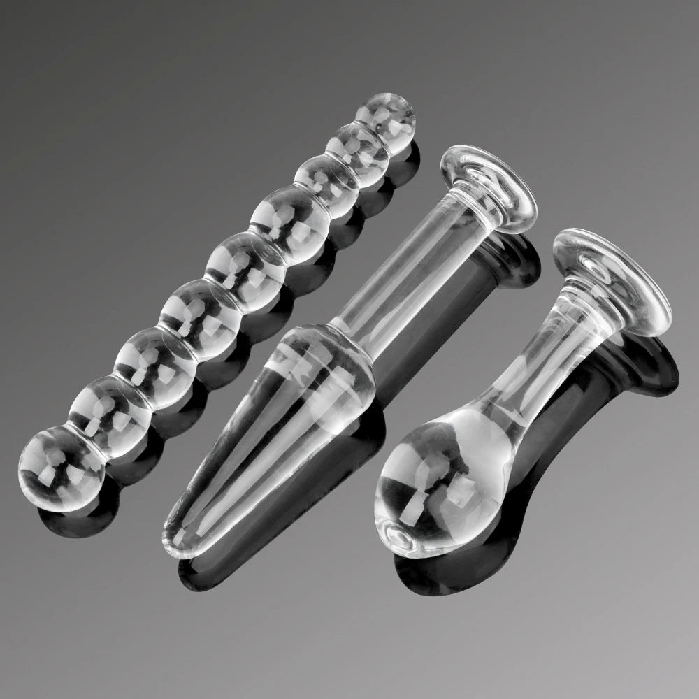 3-Piece Glass Anal Plug Set