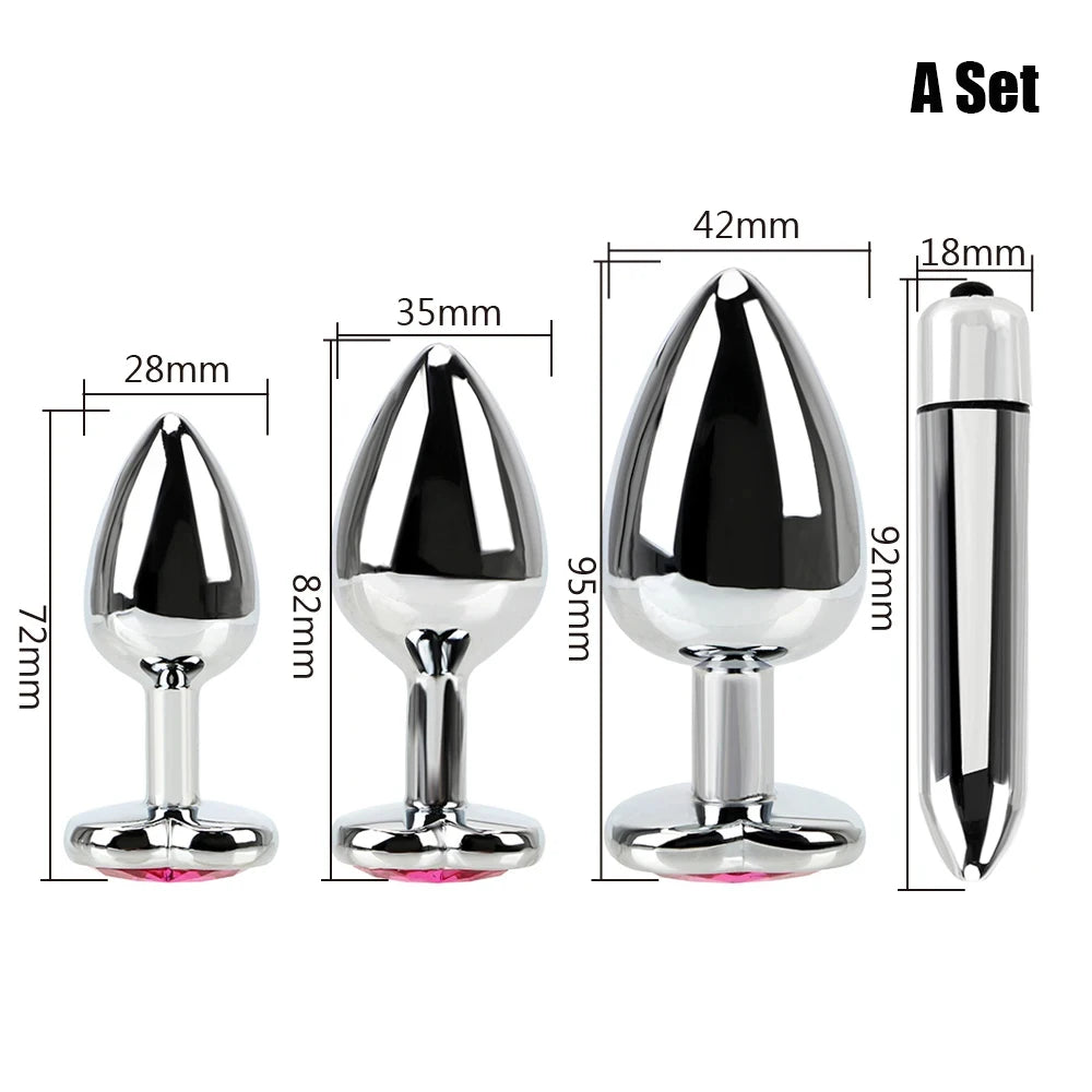 Vibrating Stainless Steel Anal Plug Set