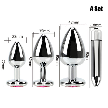 Vibrating Stainless Steel Anal Plug Set