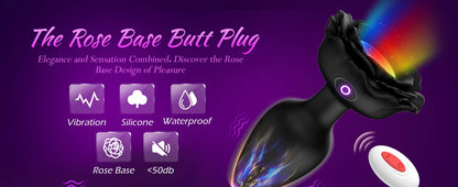 LED Vibrating Rose Anal Plug