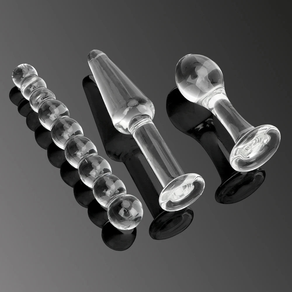 3-Piece Glass Anal Plug Set