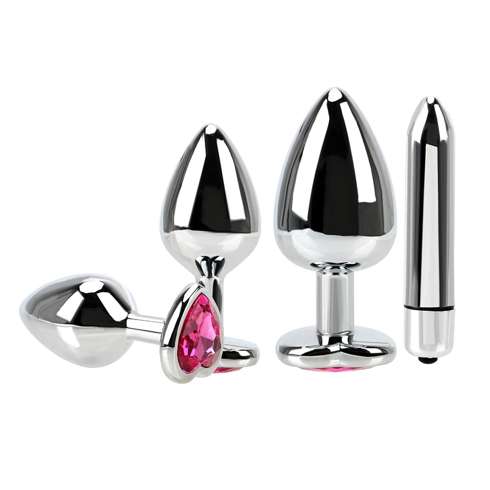 Vibrating Stainless Steel Anal Plug Set