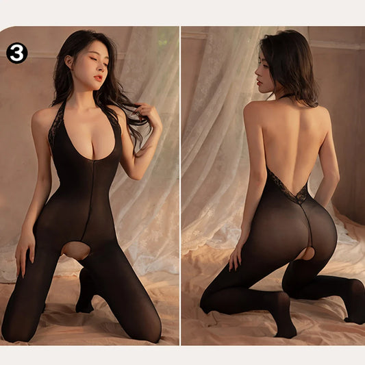 High Waist Open Crotch Fishnet Stockings