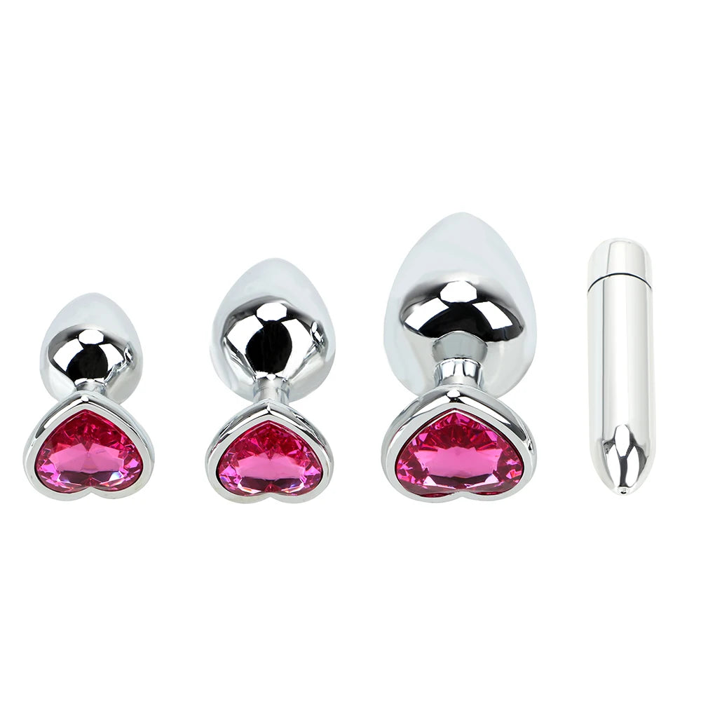 Vibrating Stainless Steel Anal Plug Set