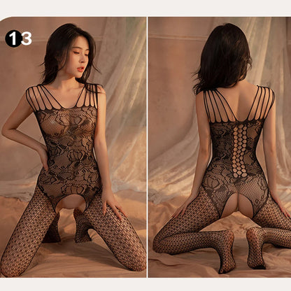 High Waist Open Crotch Fishnet Stockings