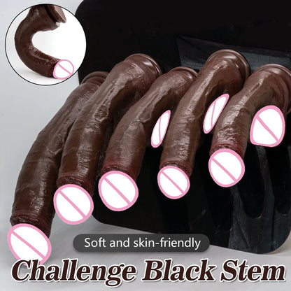 Realistic Long Black Dildo with Suction Cup