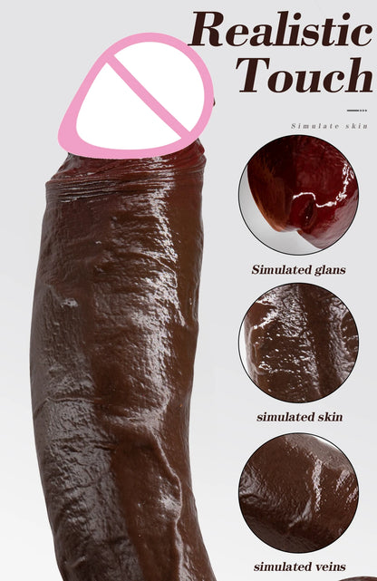 Realistic Long Black Dildo with Suction Cup