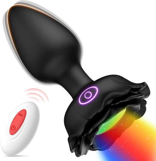 LED Vibrating Rose Anal Plug