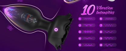 LED Vibrating Rose Anal Plug
